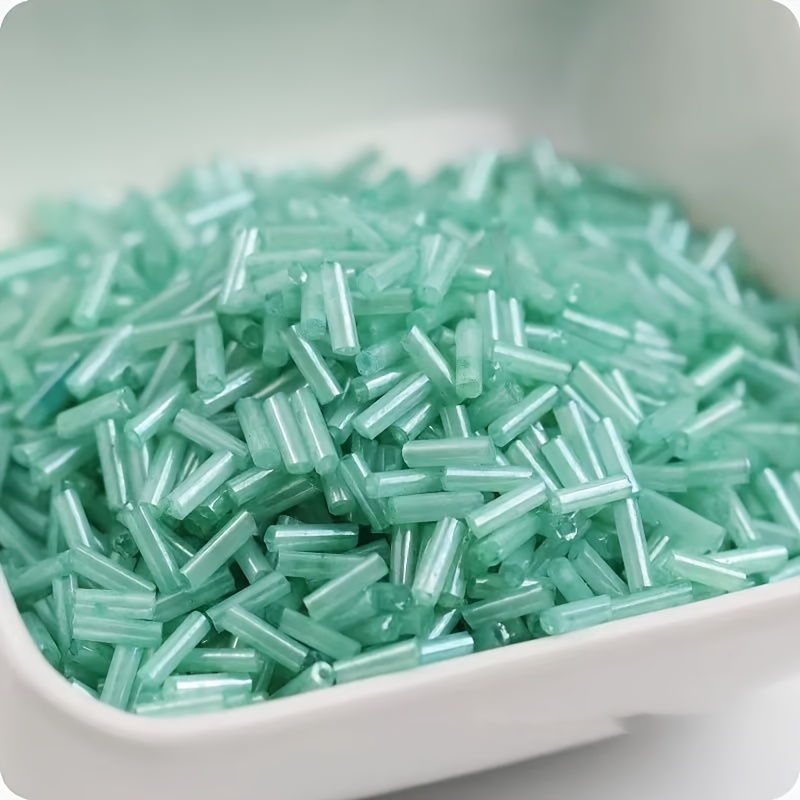 360pcs Cream Colored Glass Tube Beads for DIY Jewelry Making